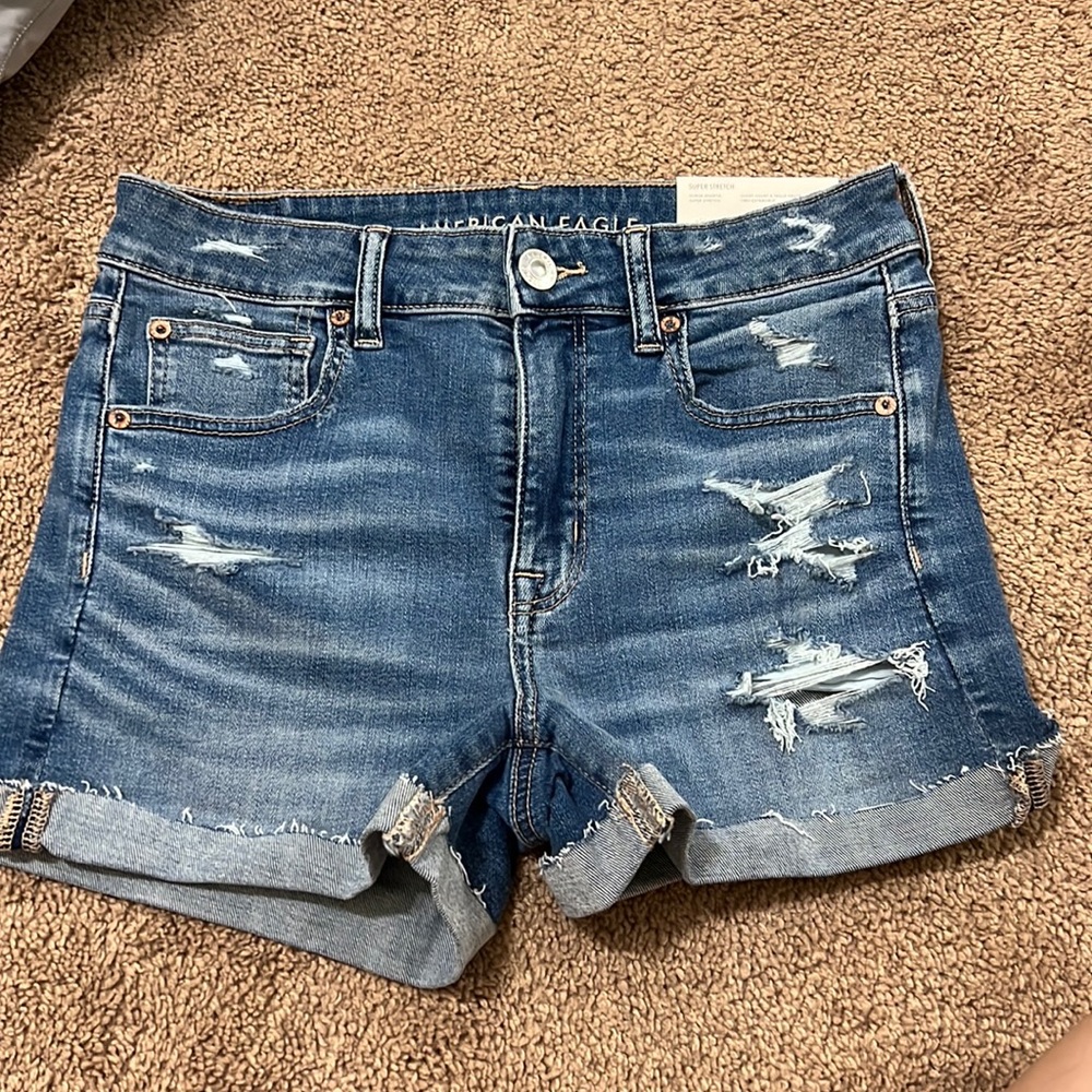 Super Stretch American Eagle Blue Denim Shorts Size 6